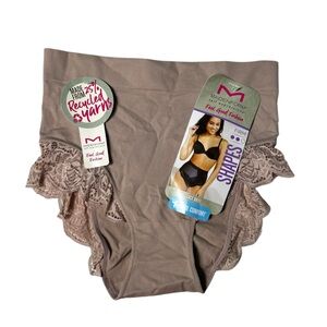 MAIDENFORM tan lace brief panty style SES101 made with recycled yarns size L NWT